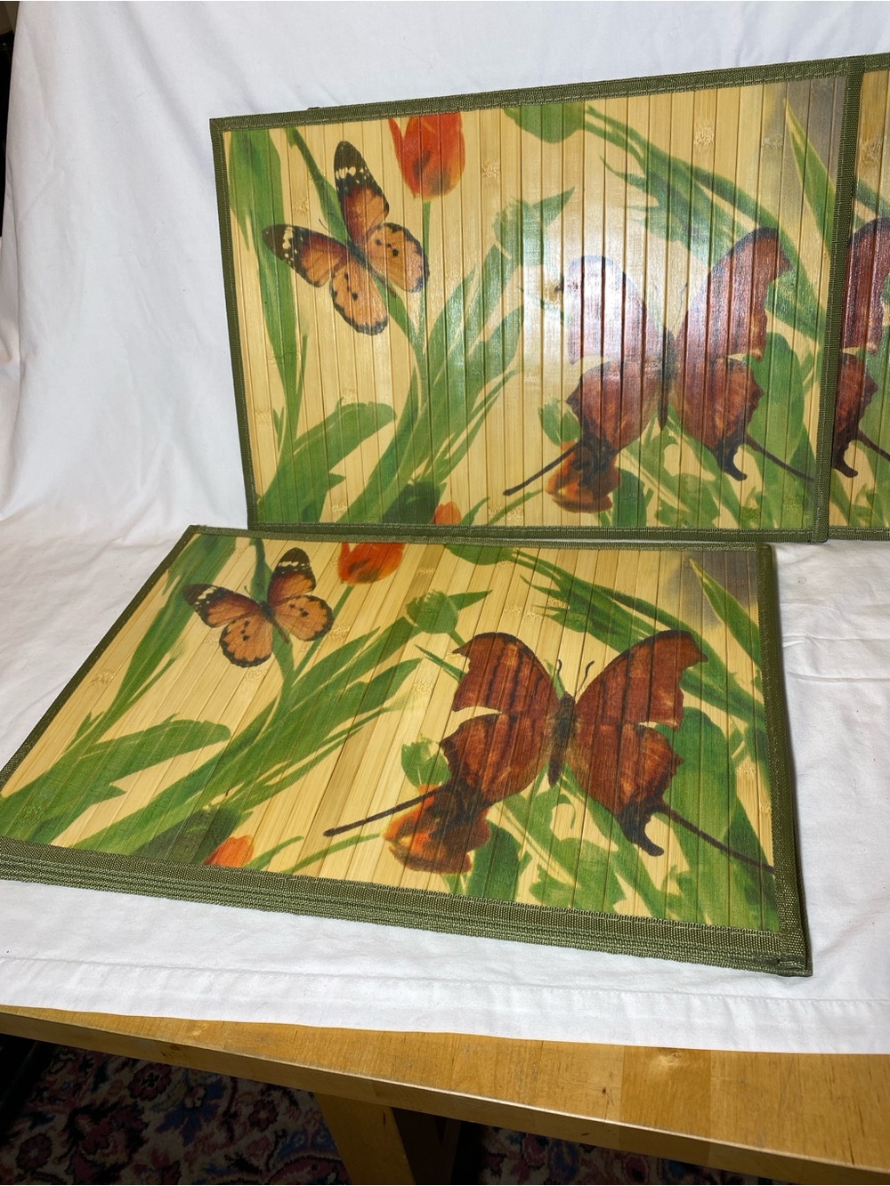Pier 1 Butterfly & Flower Bamboo Placemat Set of 6 - Discontinued - NWT